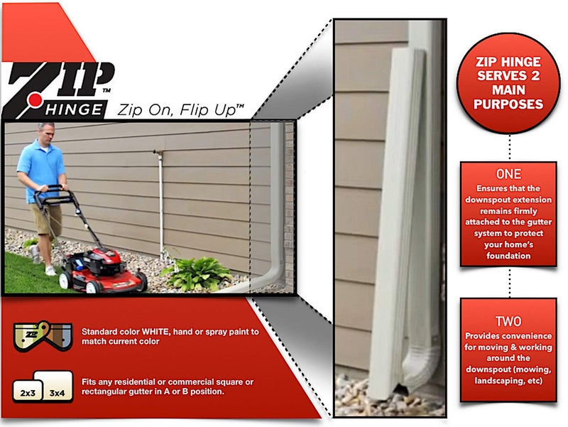Zip Hinge - 3 Pack | 2-6 Pack Set Downspout Gutter Hinge - Fits 2x3, 3x4, 5 inch, 6 inch - Universal Fit - Made in The USA - Image 2